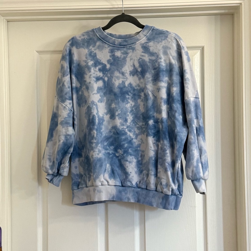 GAP Maternity Blue Tie-Dye Crewneck Sweatshirt, Size Small